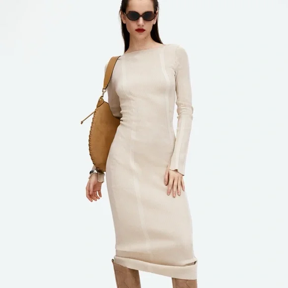 H&M RIBBED KNIT BODYCON DRESS - Picture 1 of 4